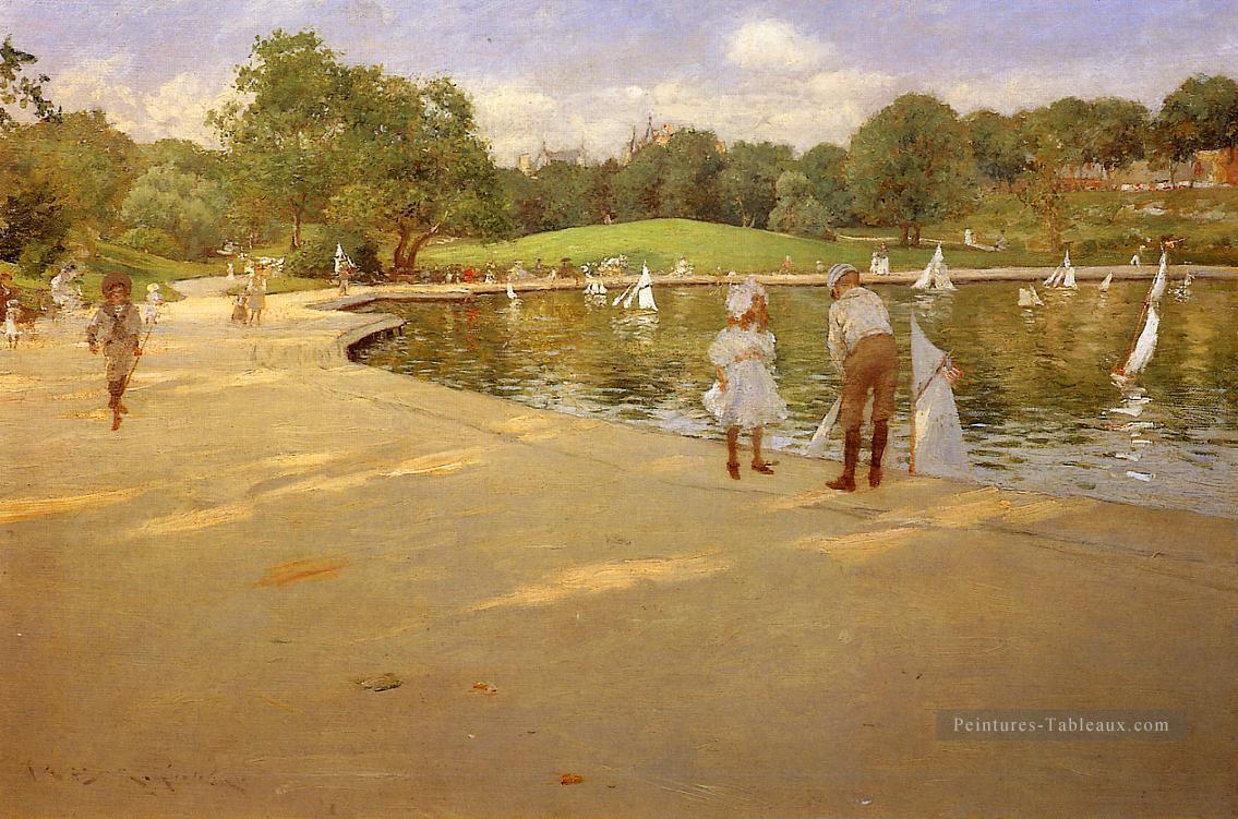 Le lac pour les yachts miniatures aka Central Park William Merritt Chase Peintures à l'huile